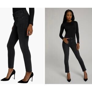 GOOD AMERICAN Good Classic High Waist Skinny Jean Faded Washed Black Gray NEW